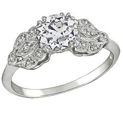 GIA Anillo de compromiso de platino con diamantes de 1 quilates