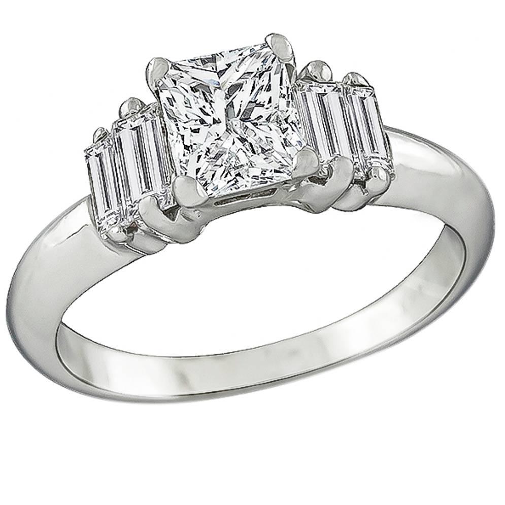 Princess Cut Diamond Gold Engagement Ring For Sale