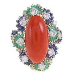 Luise Coral Multistone & Diamond Ring 7