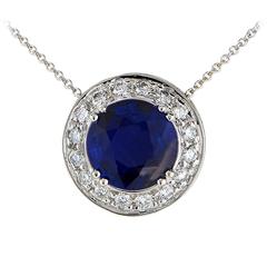 3.23 Carat Burma Sapphire and Diamond Pendant Necklace