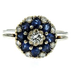Sapphire Diamond Gold Cluster Ring 11
