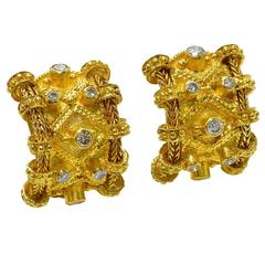  Yellow Gold Diamond Earrings