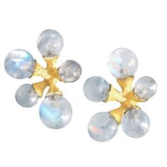 John Iversen Rainbow Moonstone Gold Micro Jack Stud Earrings