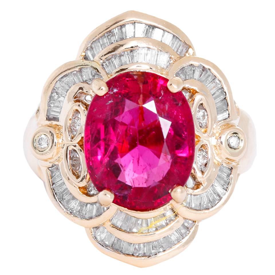 Rubellite Tourmaline Diamond Ring