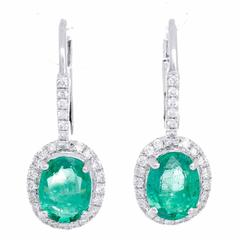 Emerald Diamond Dangle Earrings 11