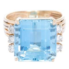 Aquamarine Diamond Gold Ring 8