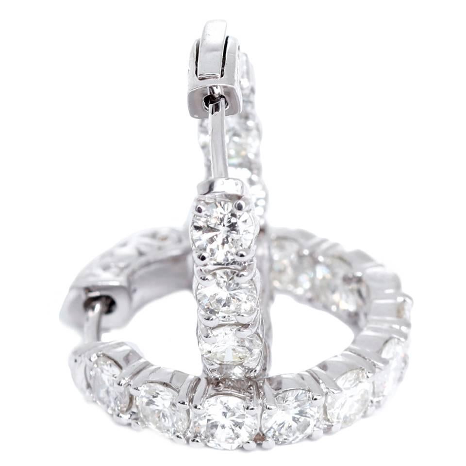 Beautiful White Gold Diamond Inside-Out Hoop Earrings