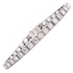 Antique Art Deco 6.90 cts Diamond Platinum Line Bracelet