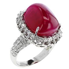 Vintage No Heat Ruby and Diamond Gold Ring