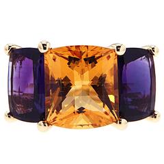 COLORI Citrine and Amethyst Three Stone Ring 3