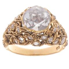 Retro  Turkish Rose Cut Diamond Gold Ring