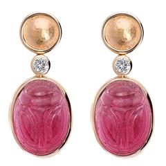 Colleen B. Rosenblat Tourmaline Brilliant Cut Diamond Rose Gold Earrings