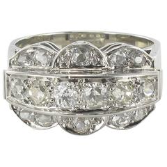 French Authentic Art Deco Platinium White gold Diamond Ring 6