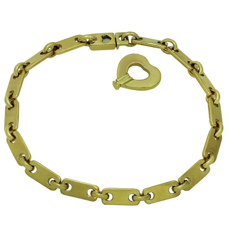 Cartier Fidelity Yellow Gold Heart Key Bar Link Bracelet For At Cartier Fidelity Yellow Gold Heart Key Bar Link Bracelet For