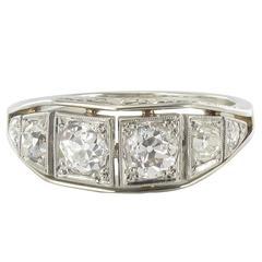 Vintage French Authentic Art deco White gold and Platinum Diamond Ring 