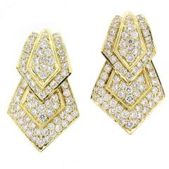 1970s Modern Diamond Gold Earrings 4