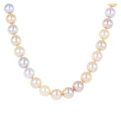Multi Color Freshwater Pearl Diamond Gold Necklace