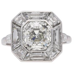 Art Deco Asscher cut diamond cluster ring, English, circa 1930.