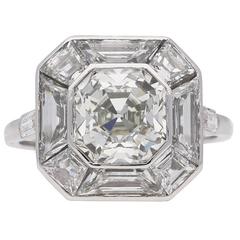 Art Deco Asscher cut diamond cluster ring, English, circa 1930. 1