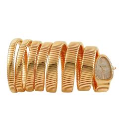 Bulgari Rose Gold Diamond Serpenti Quartz Wristwatch