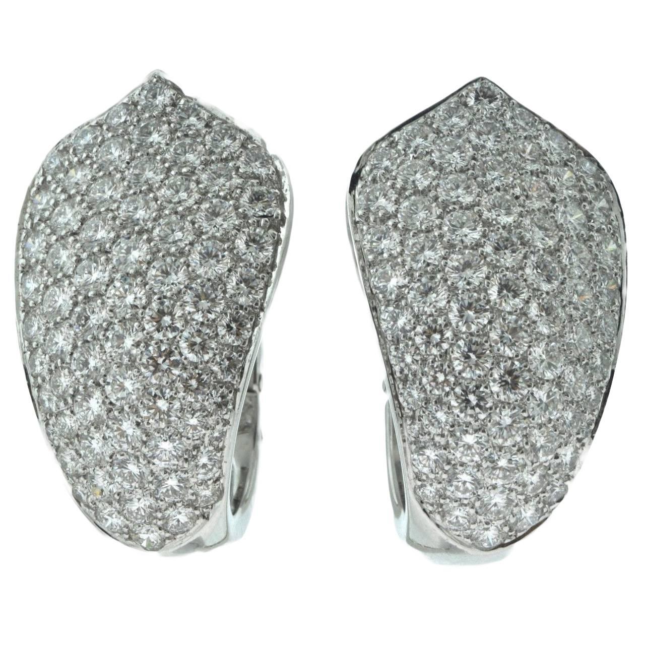 Cartier Pave Diamond Gold Earrings For Sale