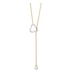 Assael Pearl and Diamond Gold Lariat Necklace
