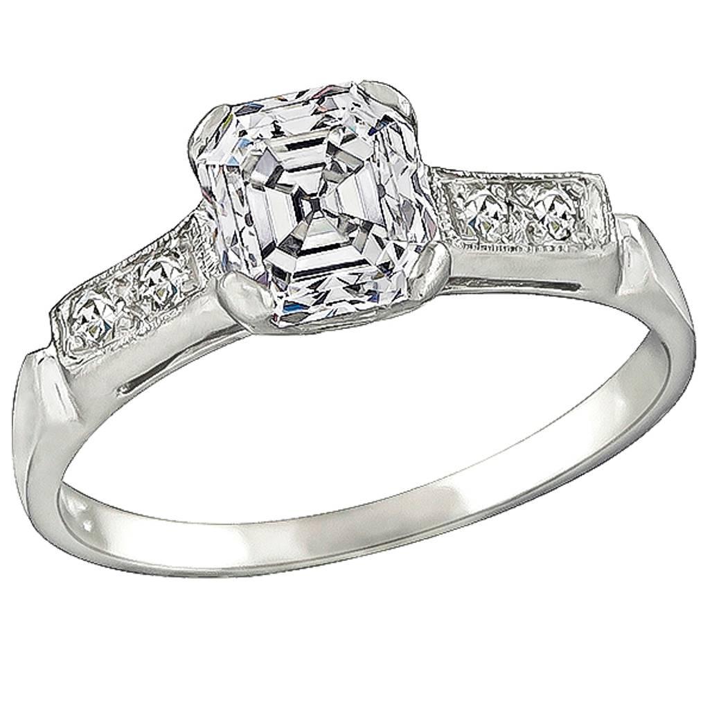 1,08 Karat Diamant-Verlobungsring mit Asscher-Schliff im Angebot