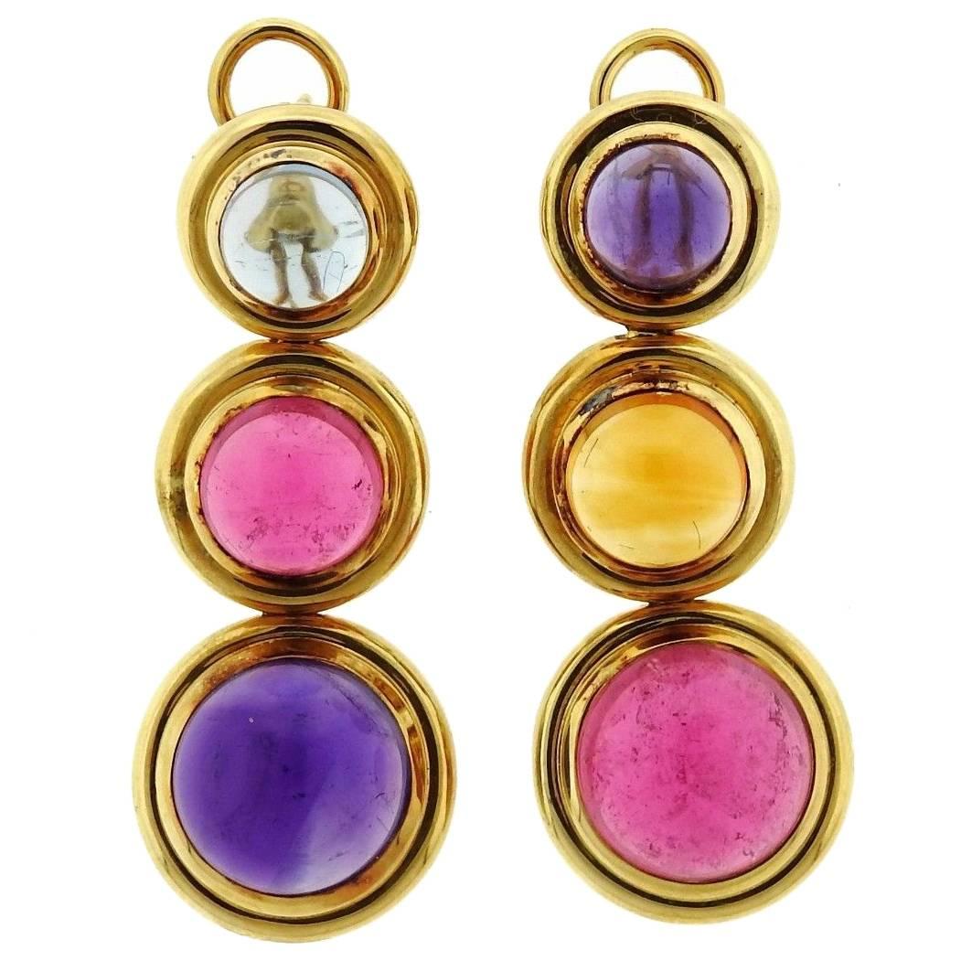 Tiffany & Co. Paloma Picasso Gold Gemstone Cabochon Drop Earrings