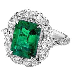 7.34 Carat Unique Emerald Diamond Ring 