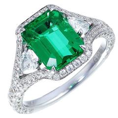 2.63 Carat Emerald Diamond Gold Ring 12