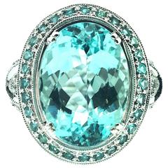 GIA Certified 8.67 Carat Paraiba Tourmaline Diamond Cocktail Ring 5