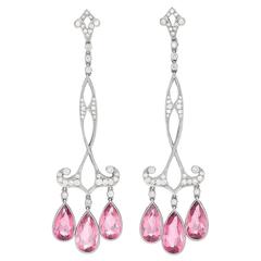 Exceptional chandelier pink tourmaline earrings 4