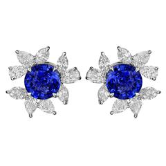 8.08 Carat Sapphire Diamond Earrings