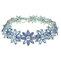 Tanzanite and Diamond Flower Bracelet in 18k White Gold 4