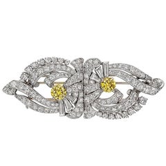 Raymond C. Yard ​White and Yellow Diamond Double Clip Brooch