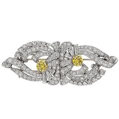 Raymond C. Yard White and Yellow Diamond Double Clip Brooch 6