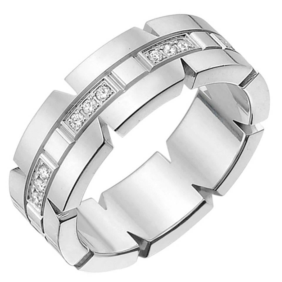 Cartier White Gold and Diamond "Tank Francaise" Band Ring