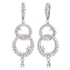 Double circle diamond drop earrings