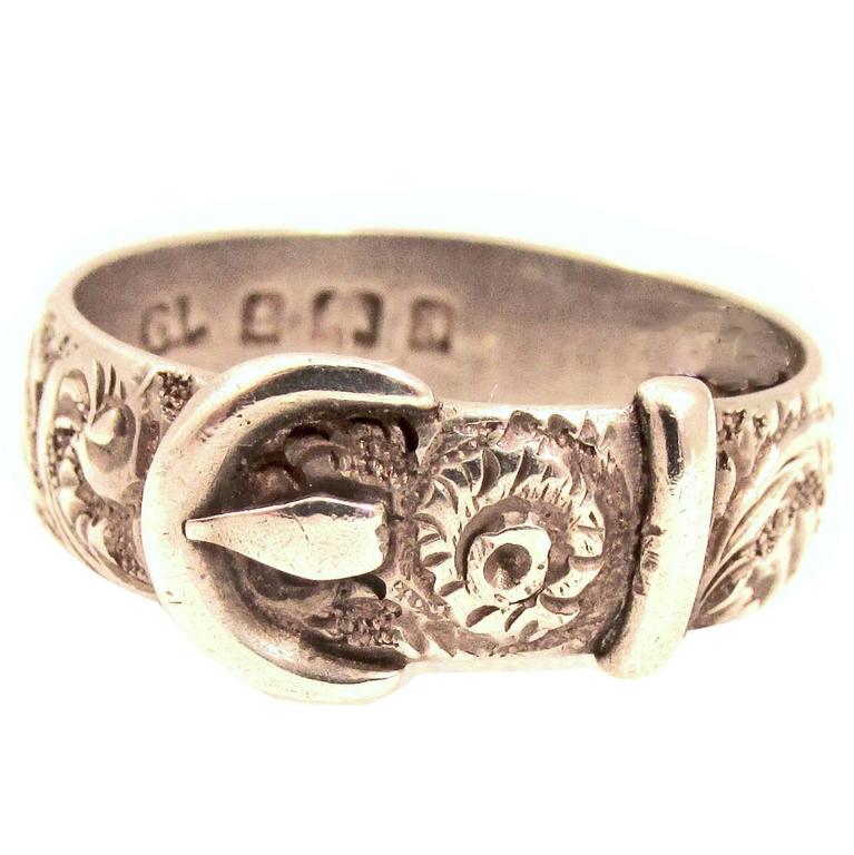 Antique Victorian Sterling Silver Buckle Ring For Sale at 1stdibs