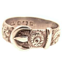 Antique Victorian Sterling Silver Buckle Ring 6
