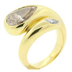 Modern Pear Shape Diamond Gold Ring