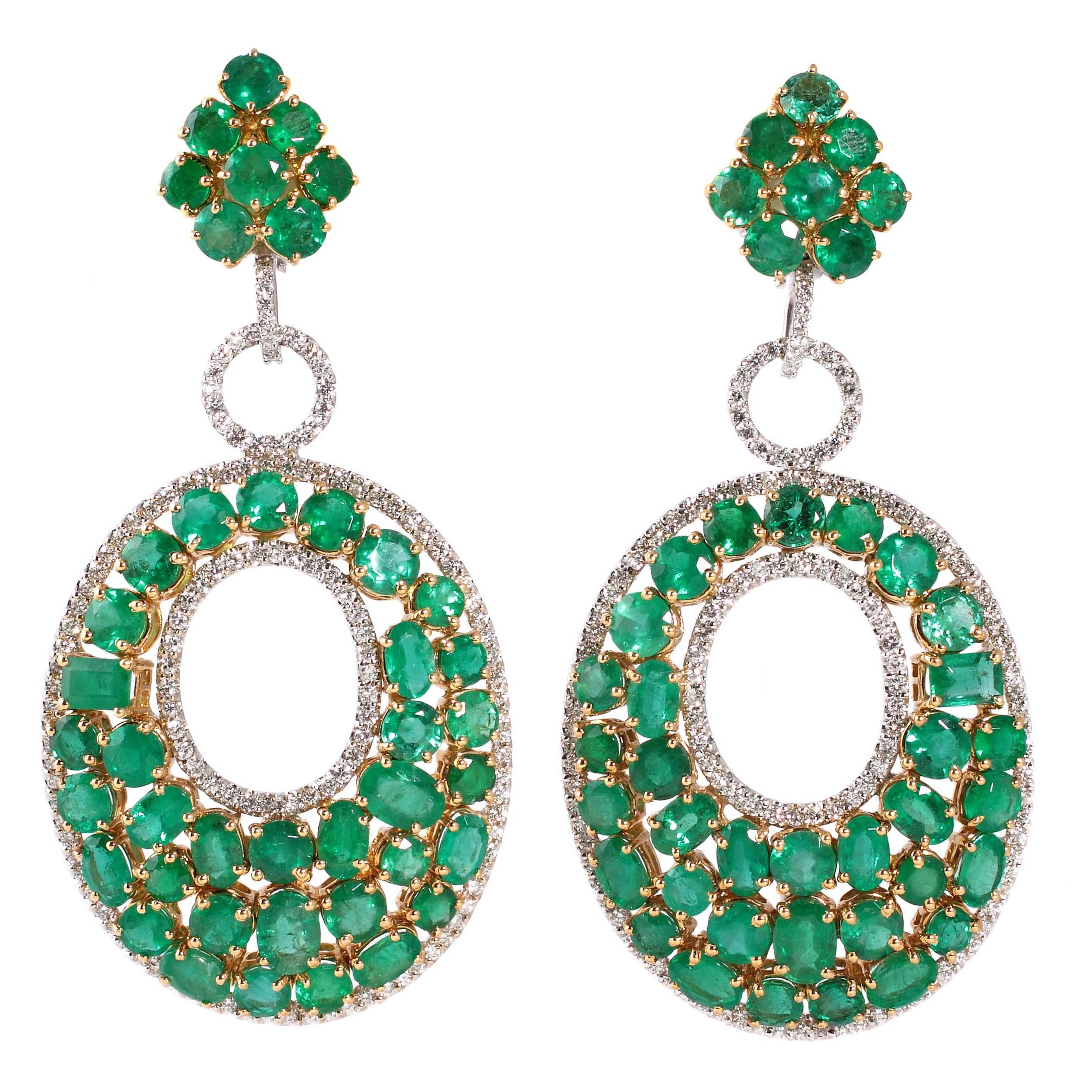 32.00 carat emerald and accent diamond earrings