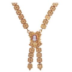 19th Century Cameo Gold Book Link Necklace