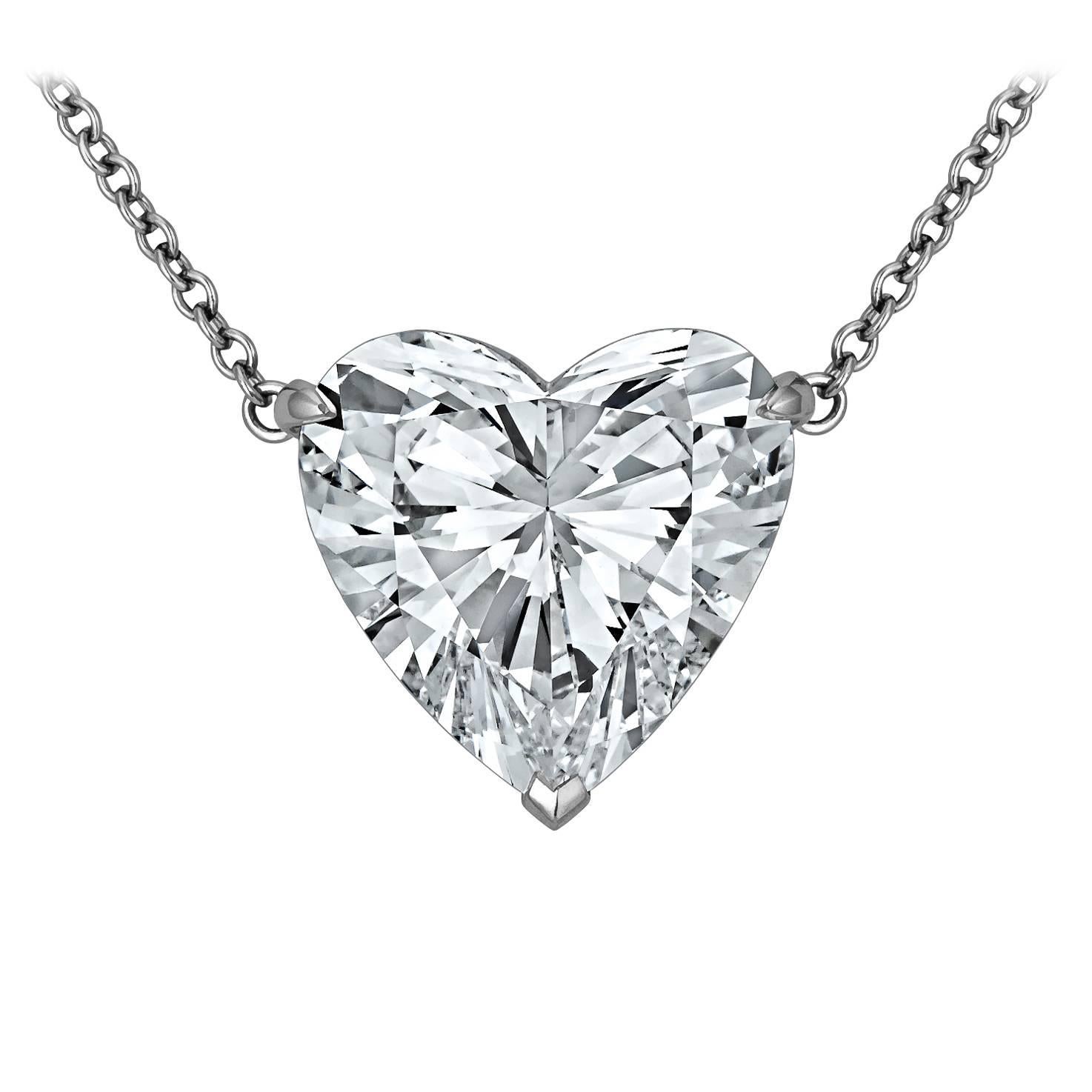 Rare 12.32 Carat Type lla Heart Shaped Diamond Pendant