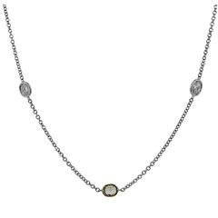 18k Two Tone 4.77ctw Oval Diamond By Yard Necklace