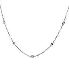 18k White Gold 4.55ctw Emerald Cut Diamond By Yard Necklace