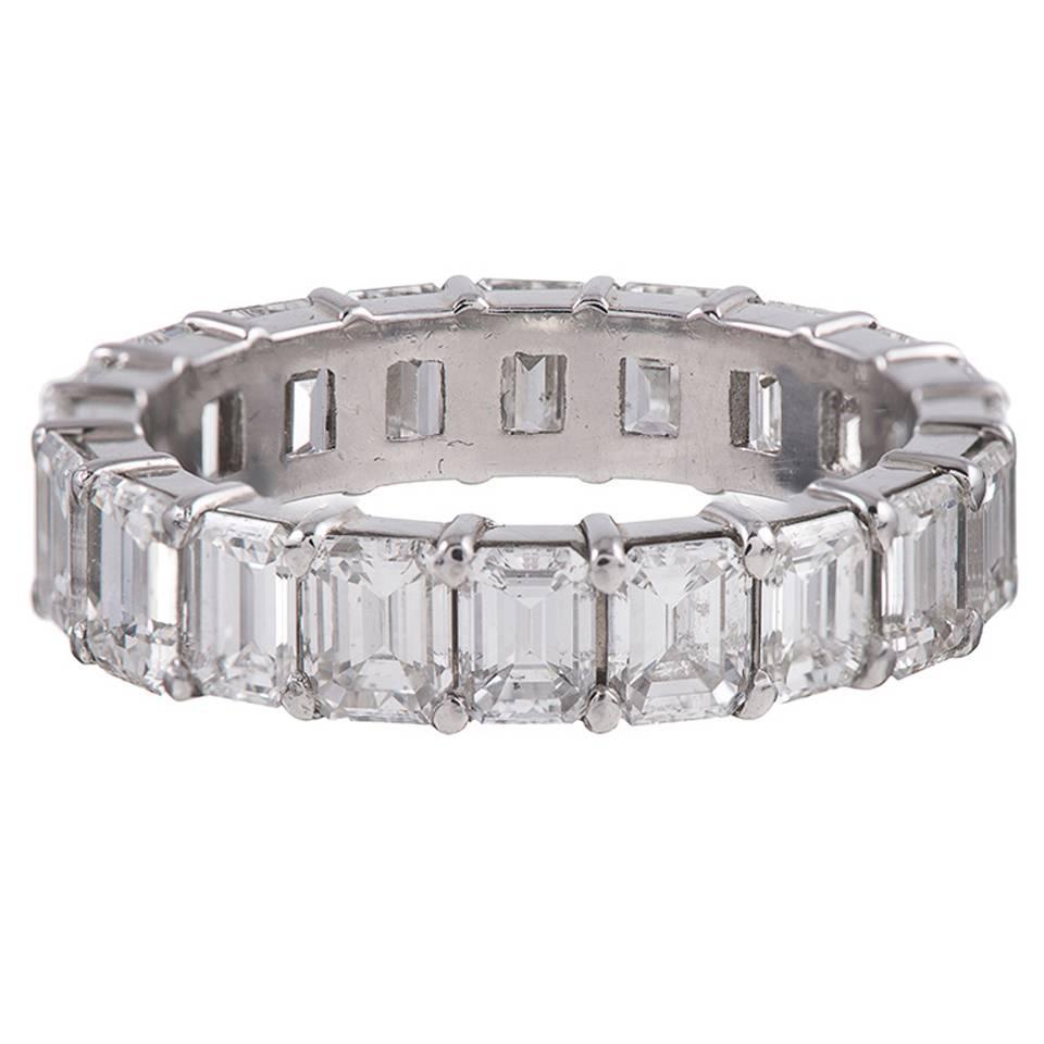 7.32 Carat Emerald Cut Diamond Eternity Band
