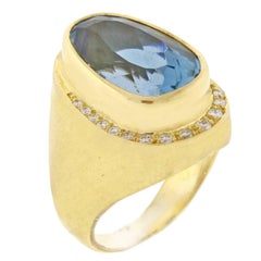 Burle-Marx Blue Topaz and Diamond Ring