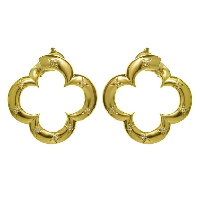 Van Cleef and Arpels Yellow Gold Magic Alhambra Clover Diamond Clip-On  Earrings at 1stDibs  van cleef gold alhambra earrings, van cleef alhambra  gold earrings, van cleef earings gold