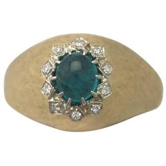 1950s Emerald and Diamond Yellow Gold Cocktail Ring 11